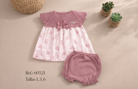 Vestido bebé niña de hilo con braguita rosa – VISI 621060521