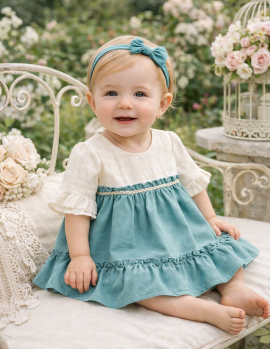 Vestido bebé niña ceremonia verde empolvado Creaciones Baby Ferr Hecho en España 622026510