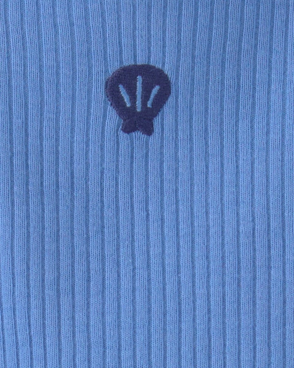 Vestido de algodón con body integrado, diseño concha azul