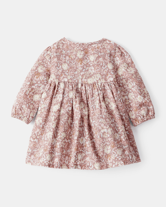 Vestido floral multicolor de manga larga en tejido suave