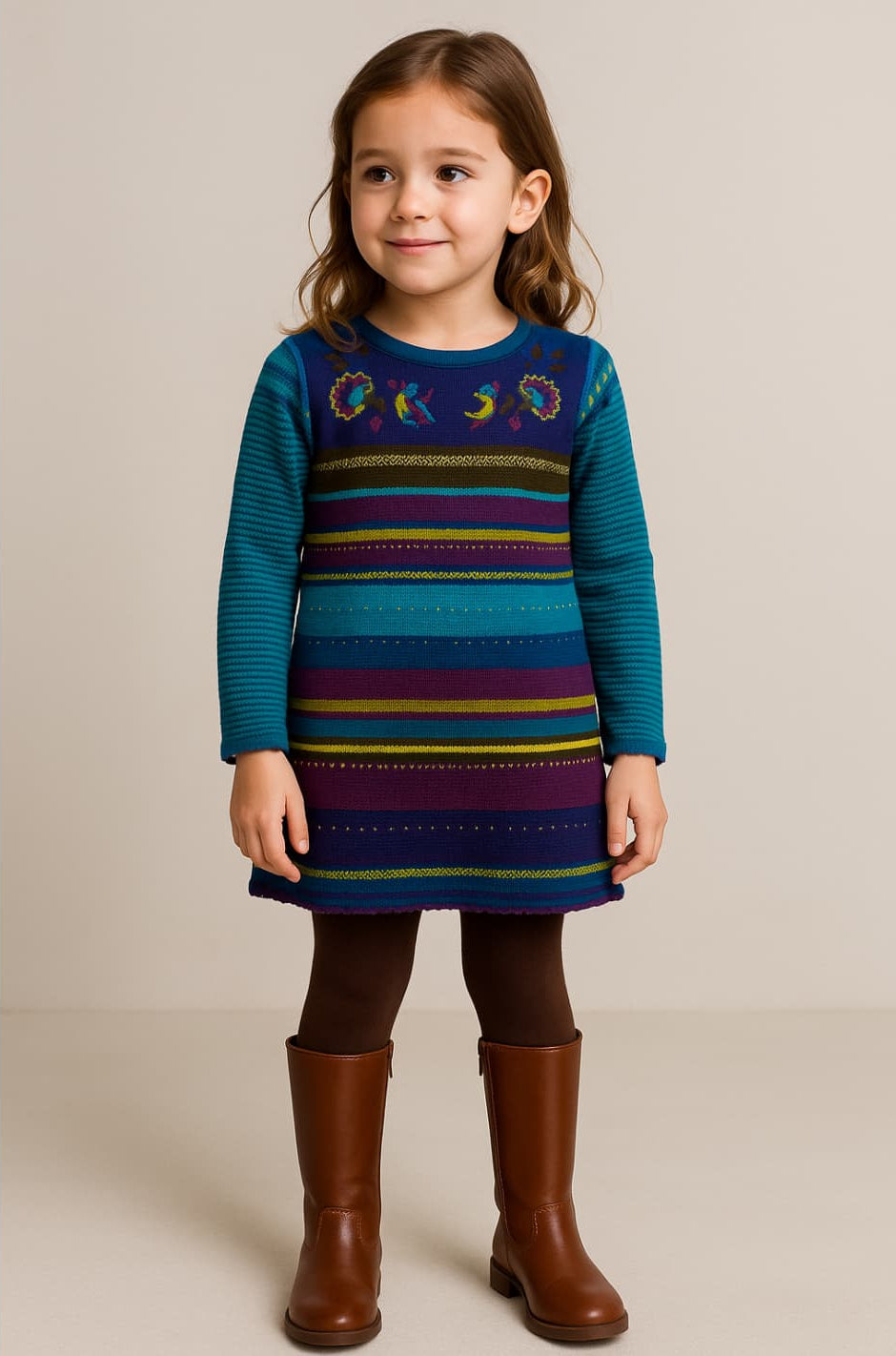 Vestido infantil niña punto multicolor 124107065