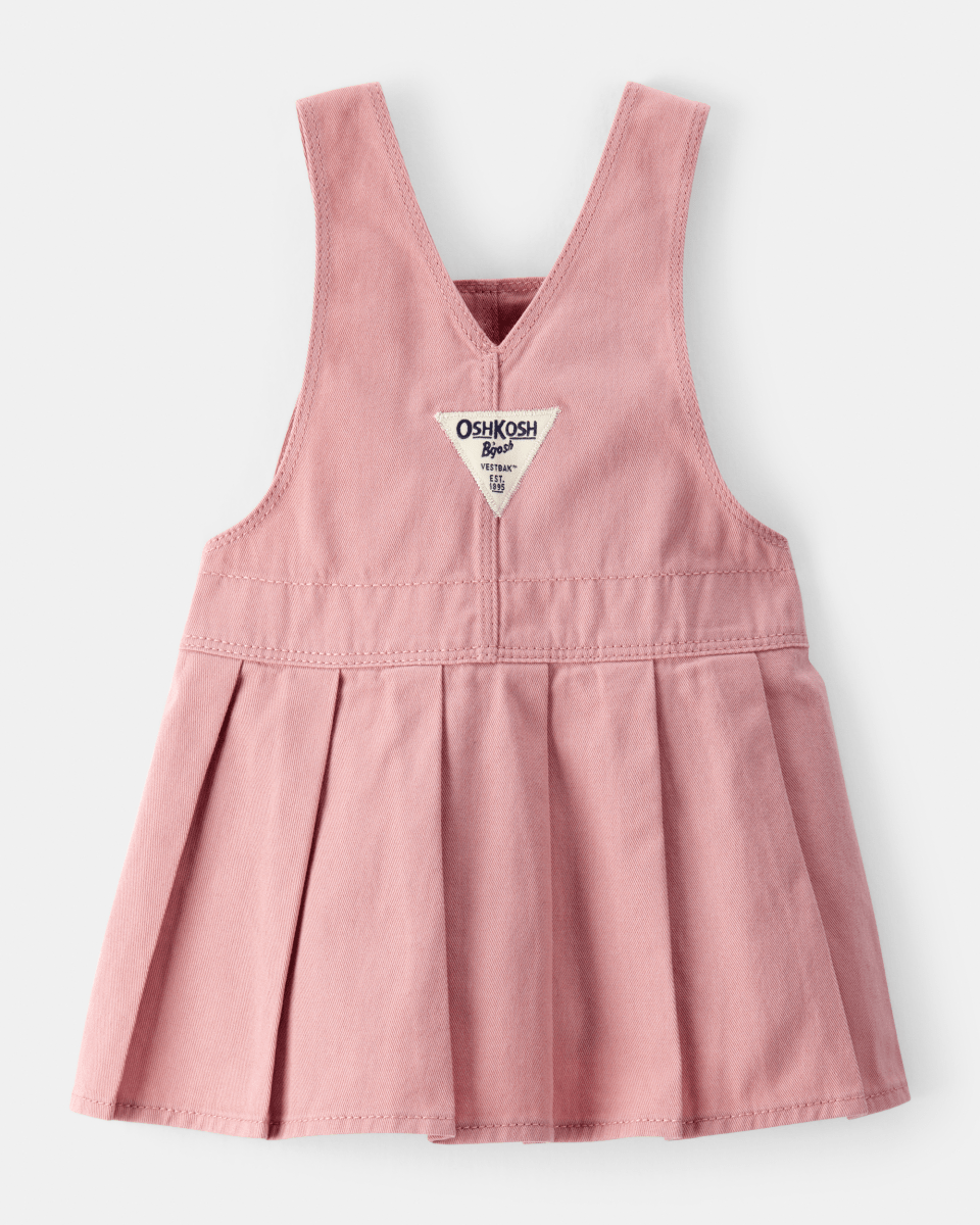 Vestido jumper de algodón plisado rosa