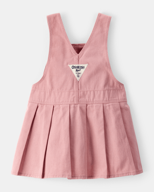Vestido jumper de algodón plisado rosa