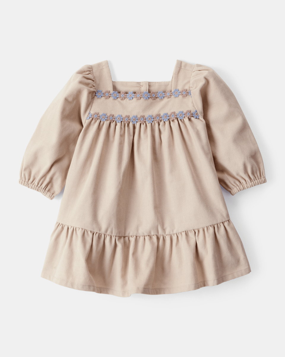 Vestido marrón de manga larga en tejido suave