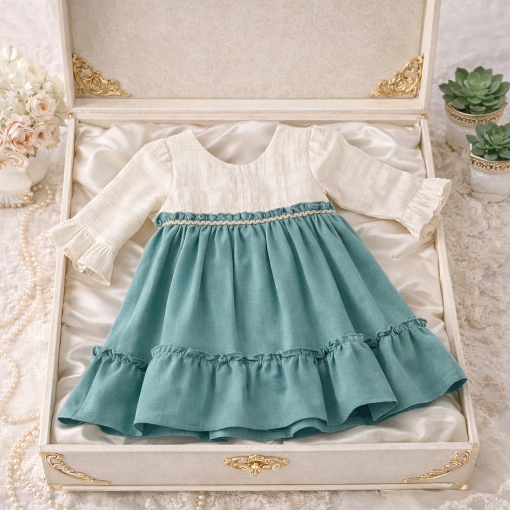 Vestido niña ceremonia verde empolvado Creaciones Baby Ferr Hecho en España 622026542