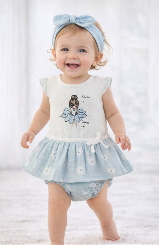 Vestido bebé con braguita y diadema bailarina Babybol 622061047